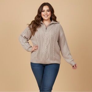 Reitmans Beige Cable Knit Turtleneck Sweater